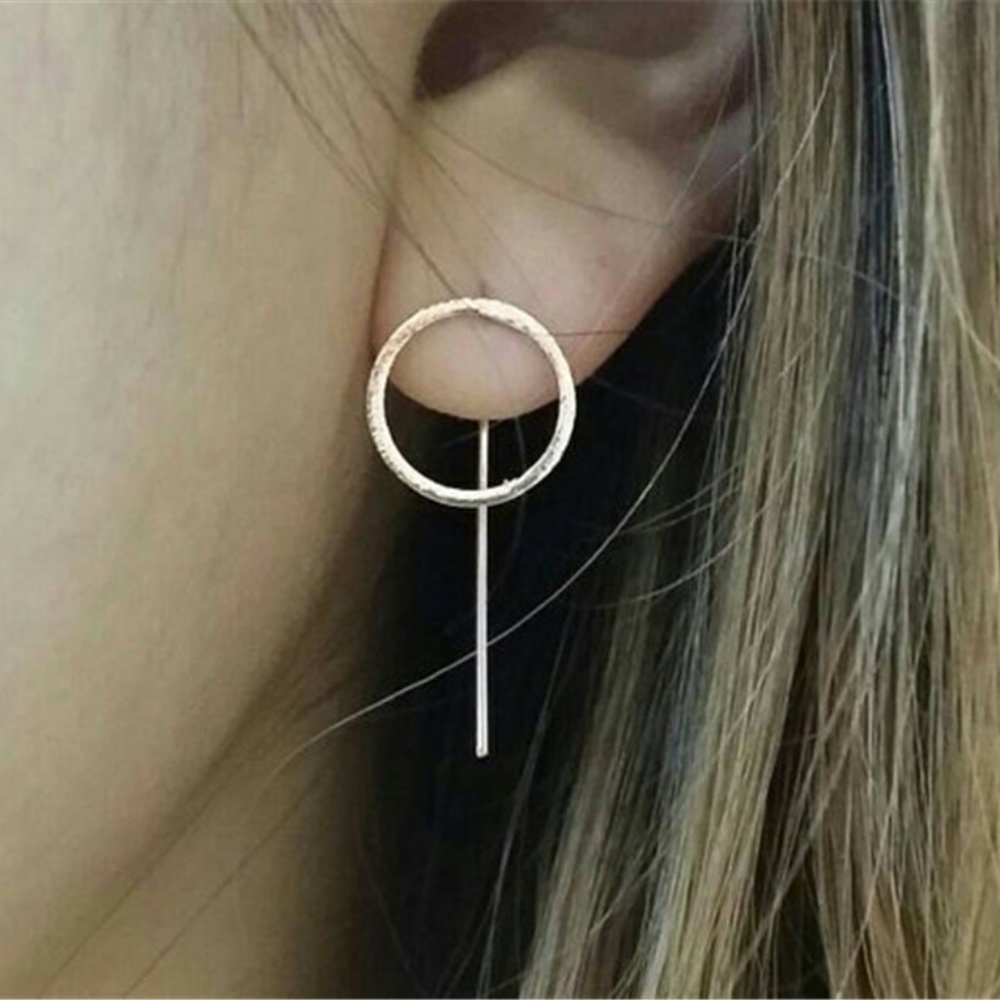 2/$20 Rose Gold Stick Circle Earrings